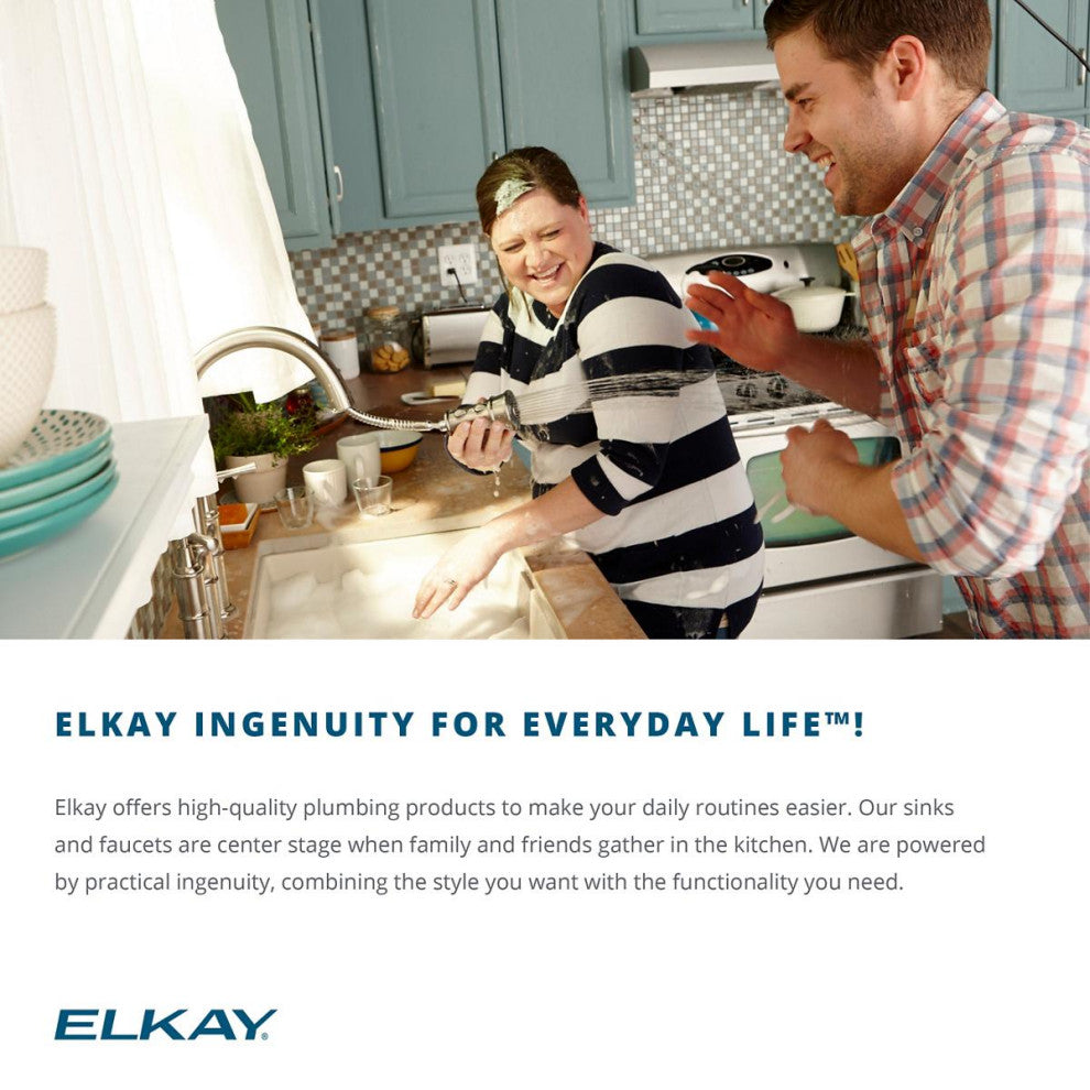 Elkay 14 1/2" Bowl Undermount Stainless Steel Bar/Prep Kitchen Sink, ELUH129DBG