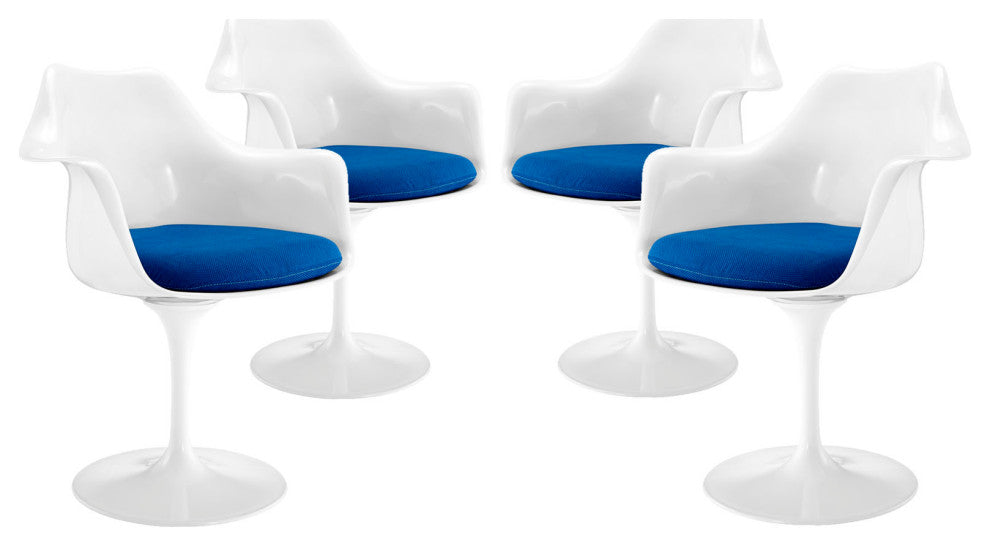 Modern Blue Tulip Dining Armchair Set of 4