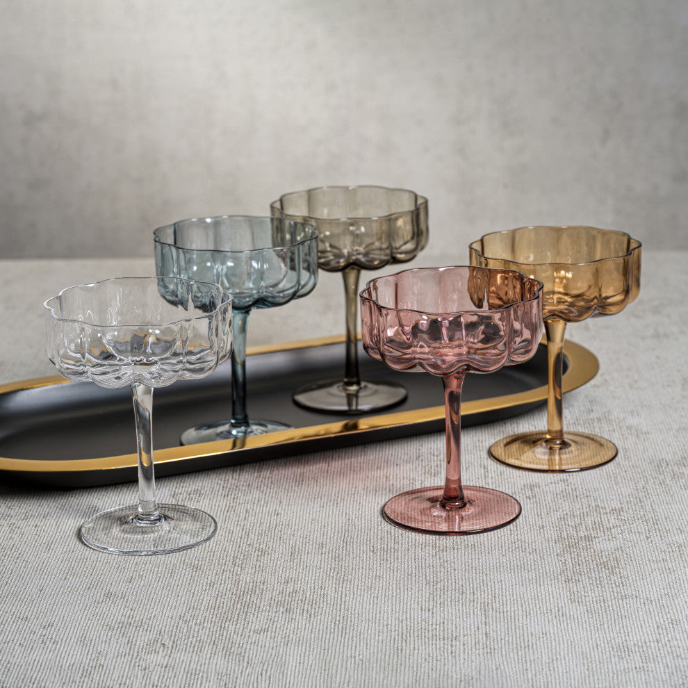 Reinhard 4-Piece Set Handblown Coupe Glasses, Clear