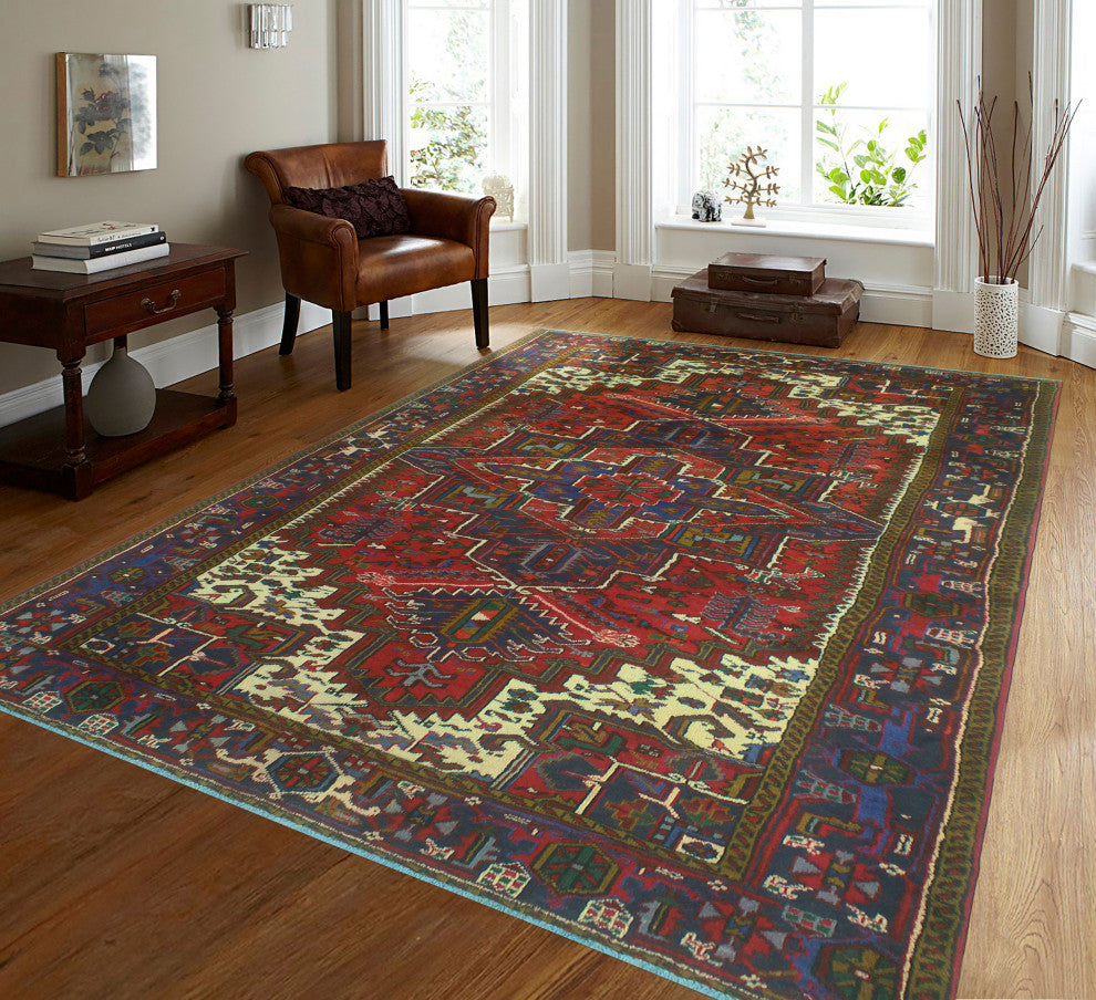 Fine Vintage Distressed Wilfred Rust/Navy Rug, 8'1x11'2