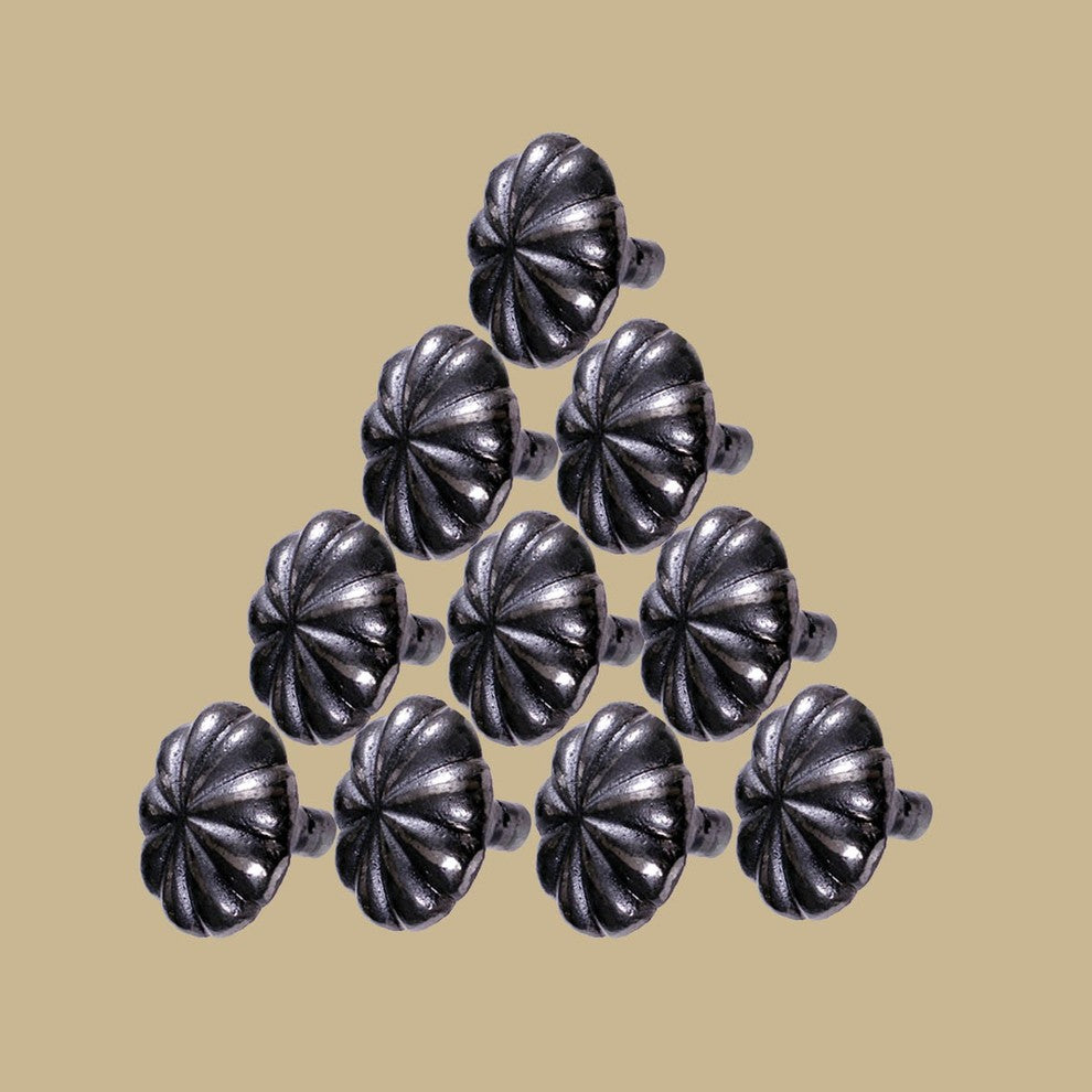 Wrought Iron Floral Mission Cabinet Hardware Knobs Black 1.5" Dia Set of 10