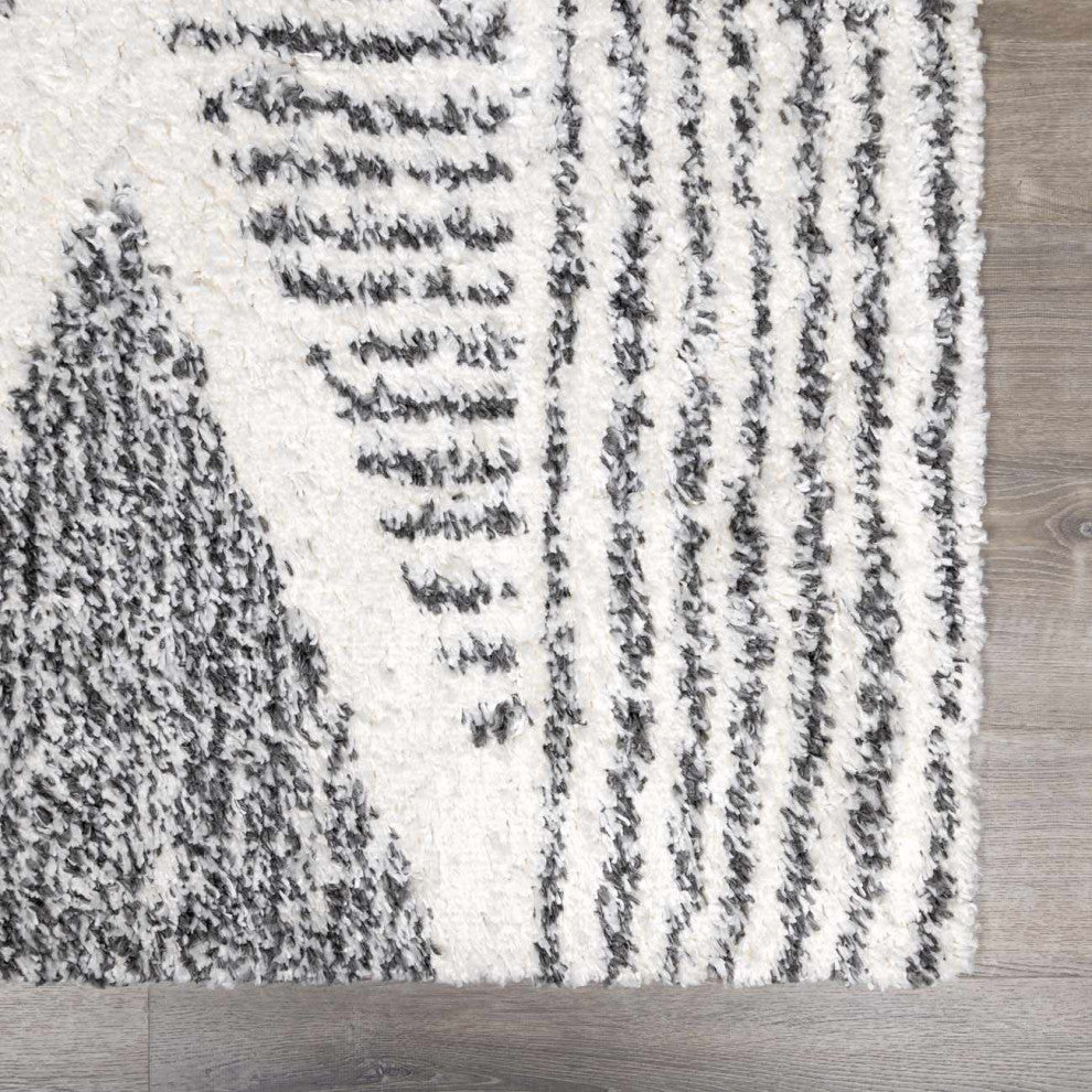 Hauteloom Trunding Area Rug, Charcoal/Cream, 7'10" Round