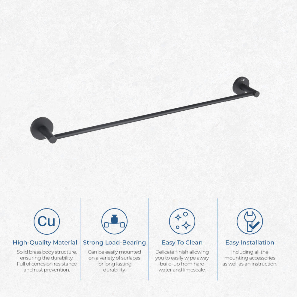 Circular 24" Bathroom Towel Bar KBA1404, Matte Black