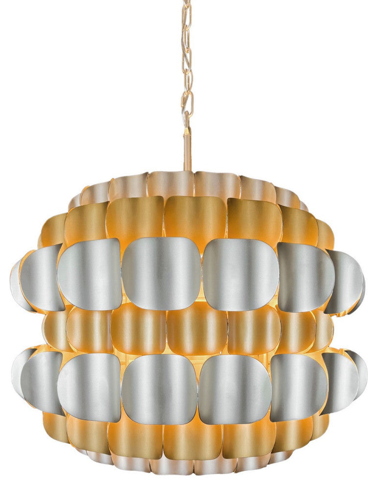 Swoon Six Light Pendant in Antique Gold/Gold Dust