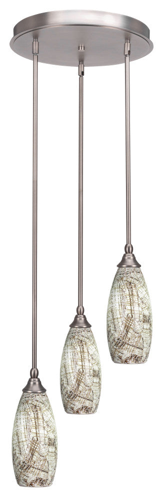 Empire 3-Light Cluster Pendalier, Brushed Nickel/Natural Fusion