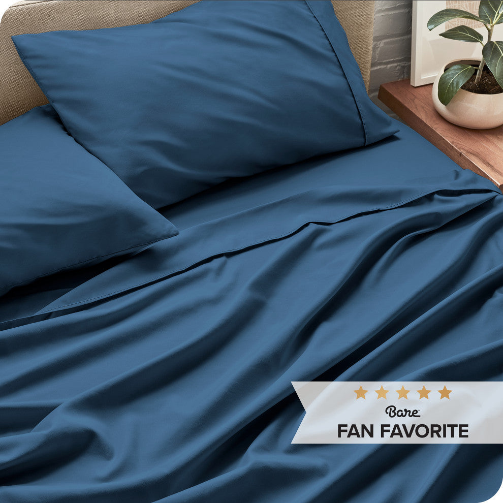 Bare Home Twin XL 1800 Microfiber Sheet Set, Dark Blue