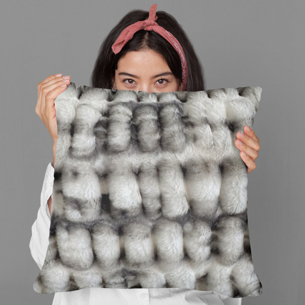 Plutus Off White Sherpa Faux Fur Luxury Throw Pillow, Off White, 24" x 24"