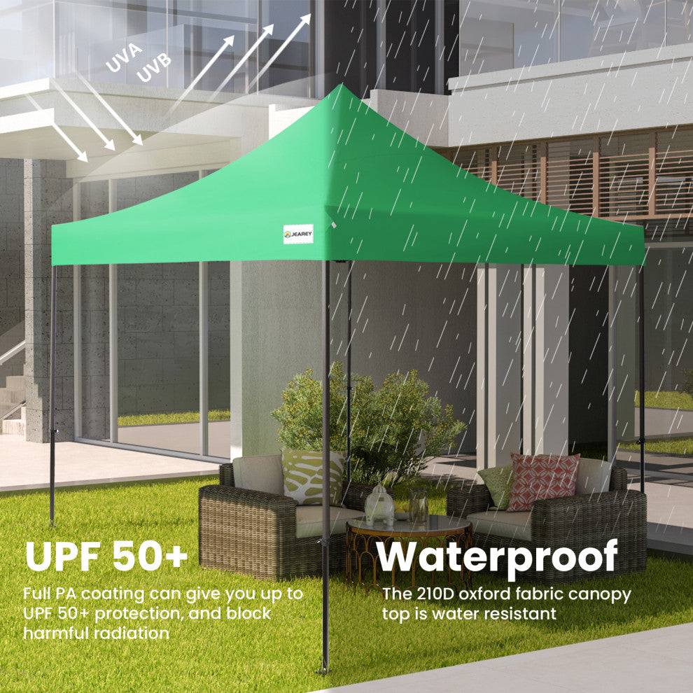 JEAREY Pop Up Canopy Tent, Outdoor Canopy, 4 Sand Bags, Dark Green, 10x10ft