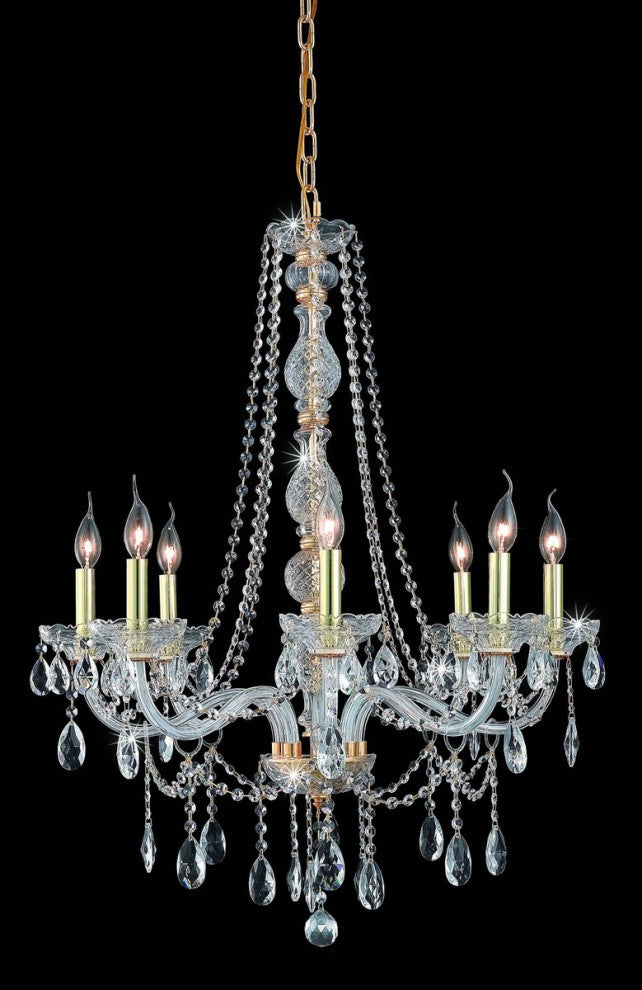 Elegant Lighting Verona 8-Light Crystal Chandelier, Gold, Royal Cut, Clear