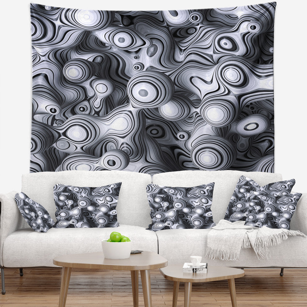 3D Abstract Wavy Bubbles Abstract Wall Tapestry, 80"x68"