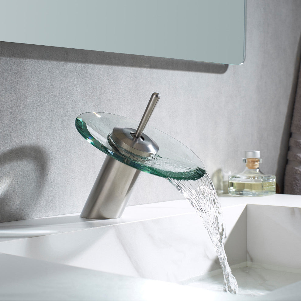 Torino Falls Single Hole Bathroom Faucet, Satin Nickel