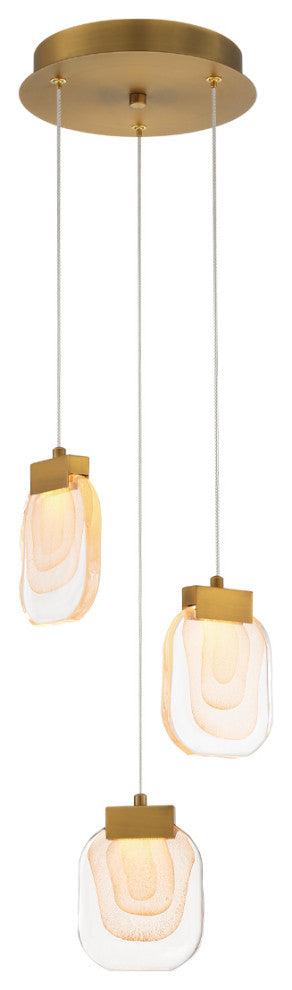 Contemporary Mini-Chandelier, Gold