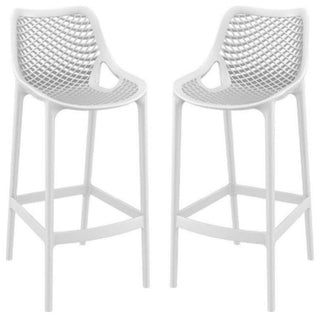 Home Square Polypropylene Patio Bar Stool in White - Set of 2