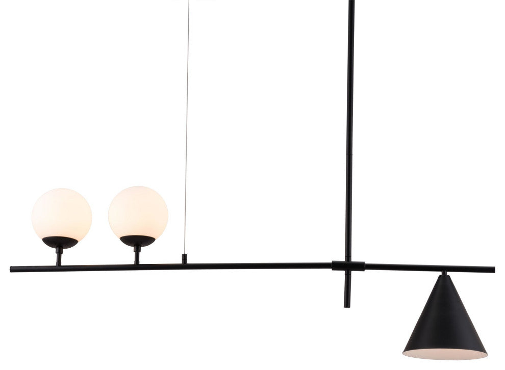Pendant Ceiling Light Fixture, Glass, Steel Metal, Black, Kitchen LoungeLobby