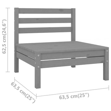 vidaXL Patio Furniture Outdoor Patio Sofa Chair Armless Gray Solid Wood Pine