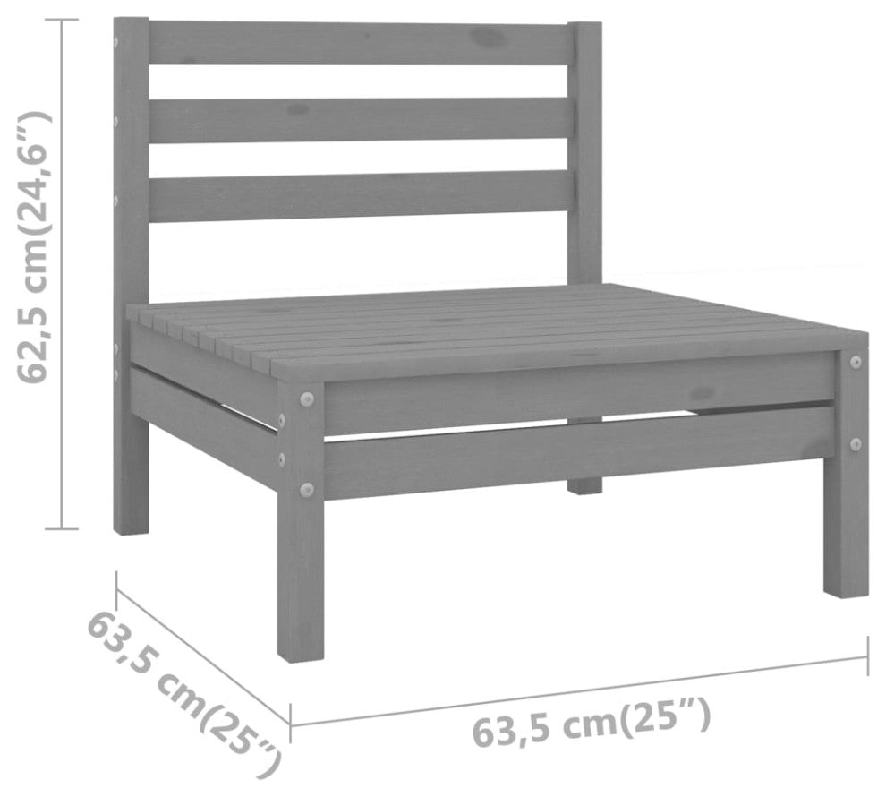 vidaXL Patio Furniture Outdoor Patio Sofa Chair Armless Gray Solid Wood Pine