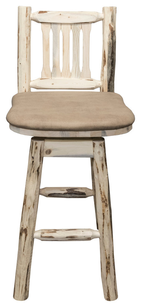 Barstool, Back and Swivel, Clear Finish, Buckskin Pattern