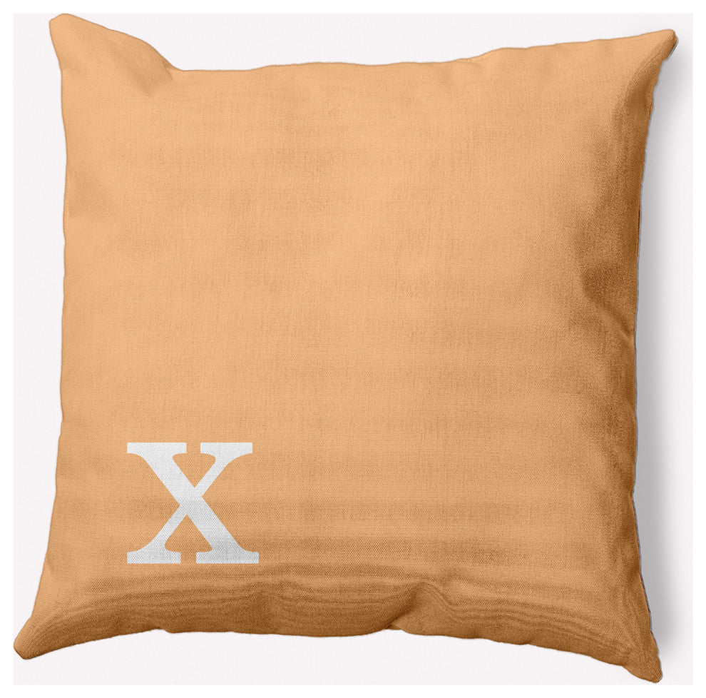 18" x 18" Modern Monogram Indoor/Outdoor Polyester Throw Pillow, Pale Gold
