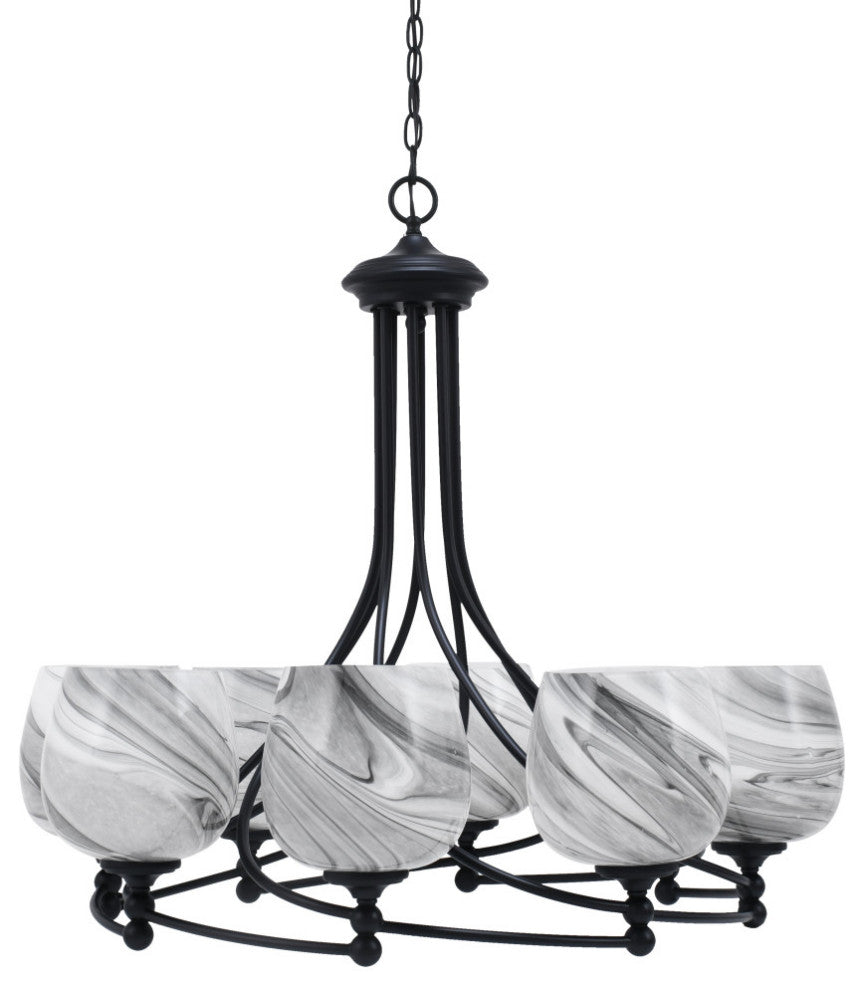 Capri 8-Light Chandelier, Matte Black/Onyx Swirl