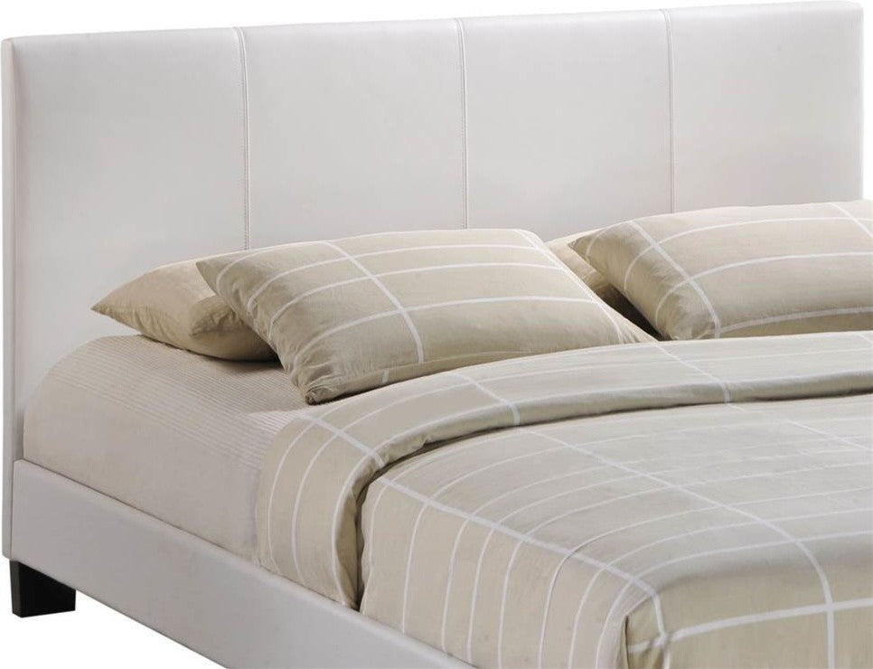 Modern Contemporary Queen Size Vinyl Bed Frame, White Faux Leather