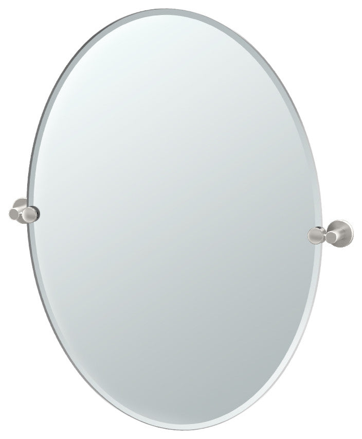 Channel 32" Frameless Oval Mirror, Satin Nickel