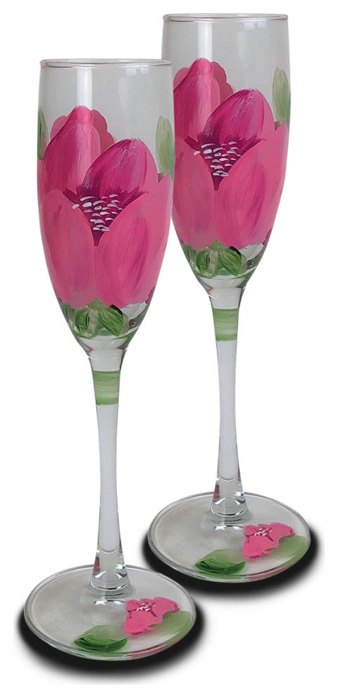 Peony Champagne Glasses, Set of 2