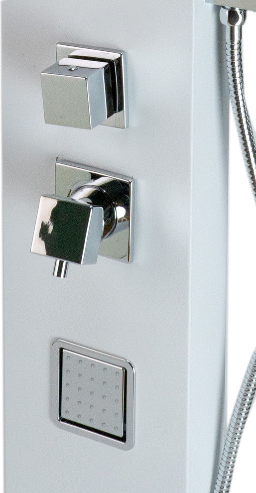 ALFI brand ABSP60W White Aluminum Shower Panel w/ 2 Body Sprays Rain Shower Hea