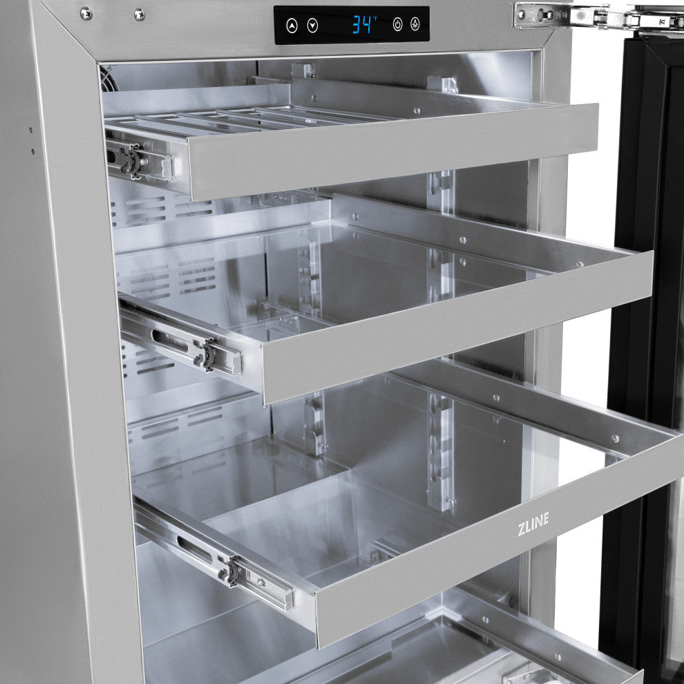 ZLINE 24" Touchstone Beverage Fridge With Stainless RBSOZ-GS-24-G
