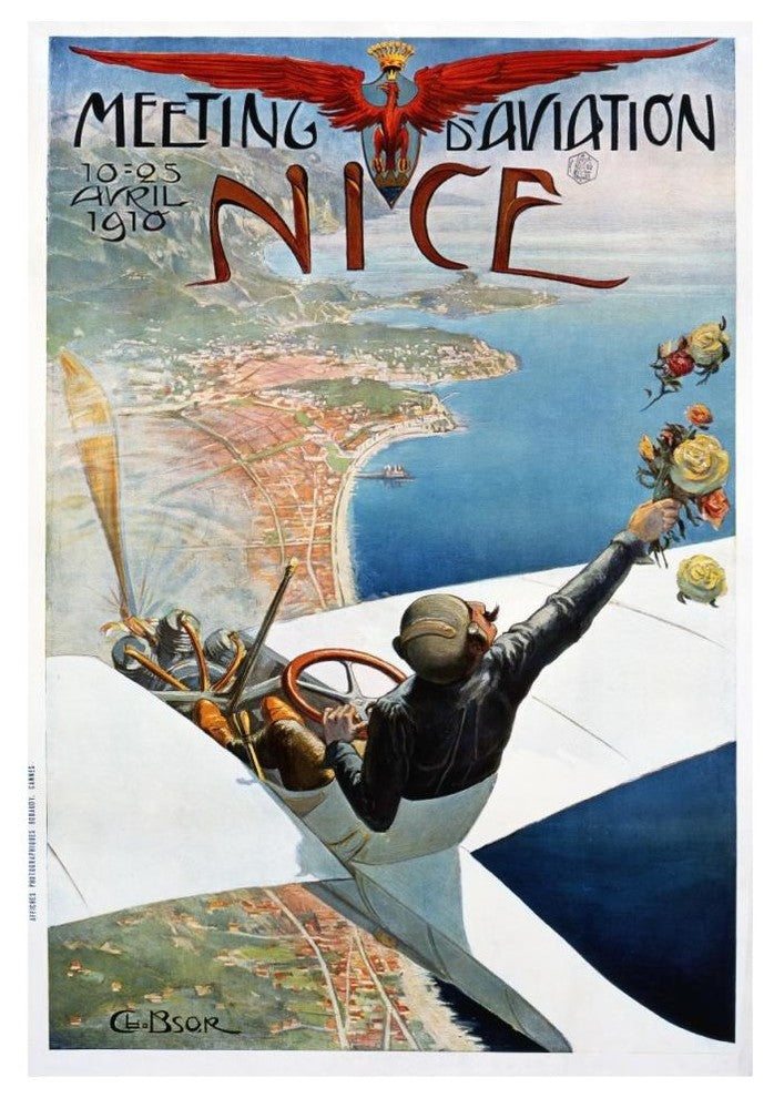 "Meeting d"™Aviation / Nice" Print by Charles Leonce Brosse, 32"x46"