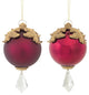 Raised Acanthus Leaf with Clear Christmas Ornament 6.5", Set of 2