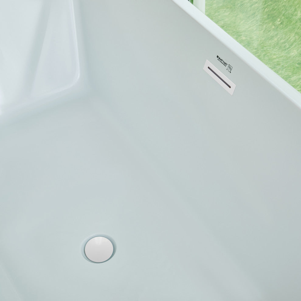 67" Freestanding Acrylic Bathtub, Pure White