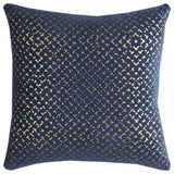 20" Blue and Gold Geometric Cotton Throw Pillow