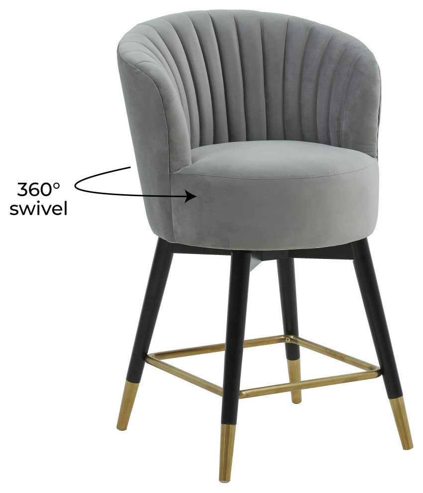 TOV Furniture Liana Grey Velvet Swivel Stool