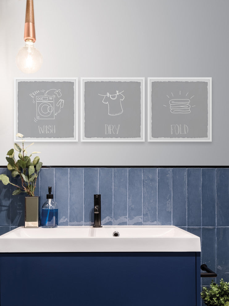 Wash Dry and Fold Triptych, 3-Piece Set, 18x18 Panels