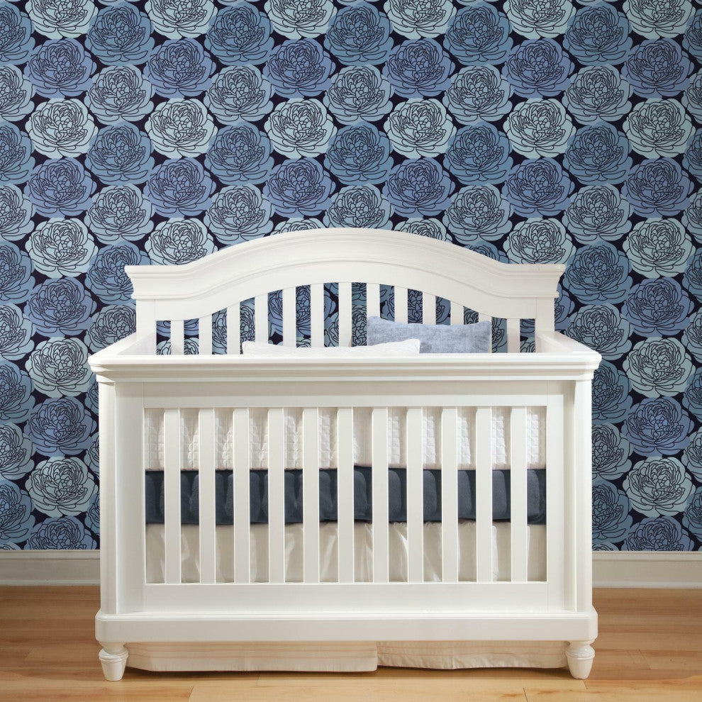 Blue & Black Bed Of Roses Peel & Stick Wallpaper