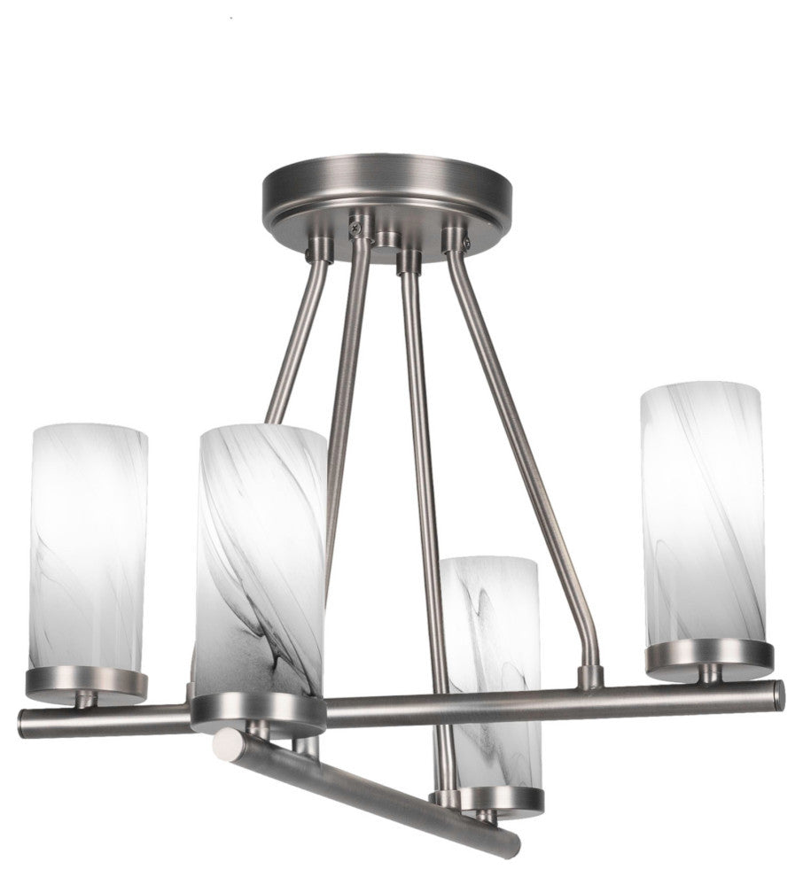 Trinity 4 Light Semi-Flush Shown, Graphite Finish With 2.5" Onyx Swirl
