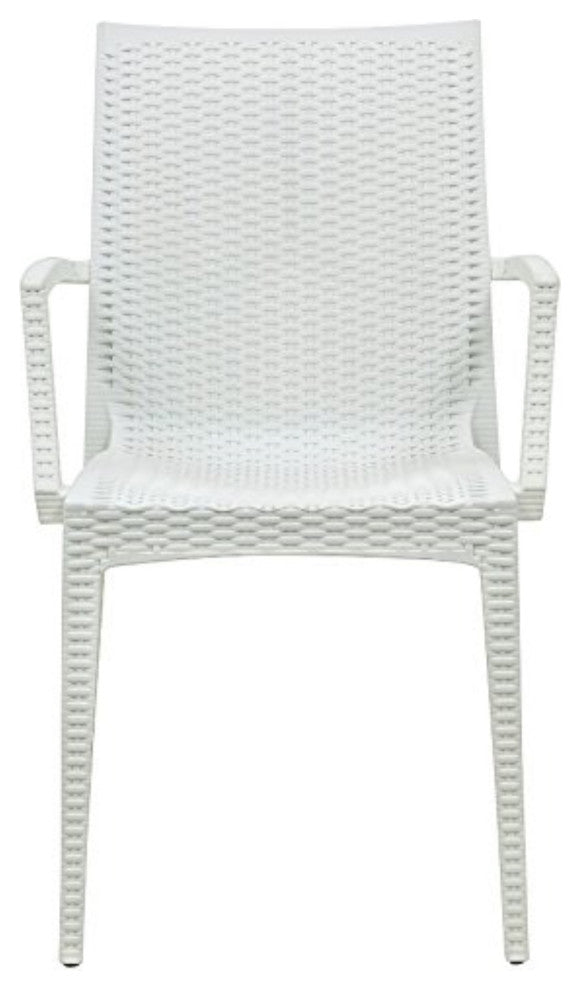 LeisureMod Weave Mace Indoor/Outdoor Chair, With Arms, Set of 4