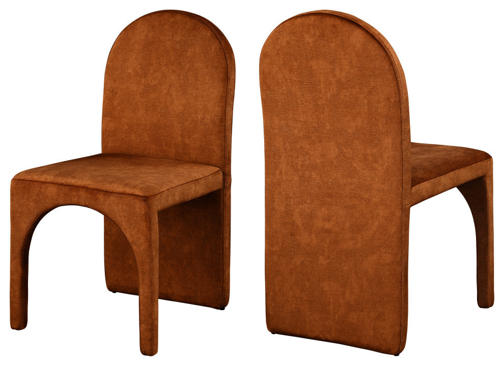 Summer Velvet Upholstered Dining Arm Chair (Set of 2), Cognac, Side Chair