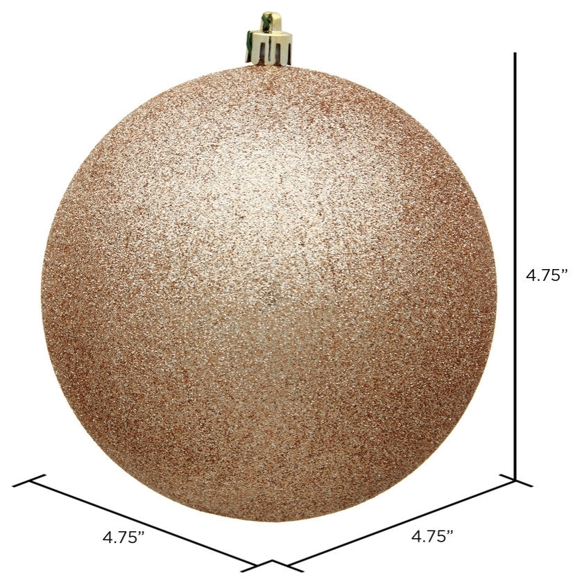 Vickerman 4.75" Cafe Latte Glitter Ball Ornament, 4 per Bag