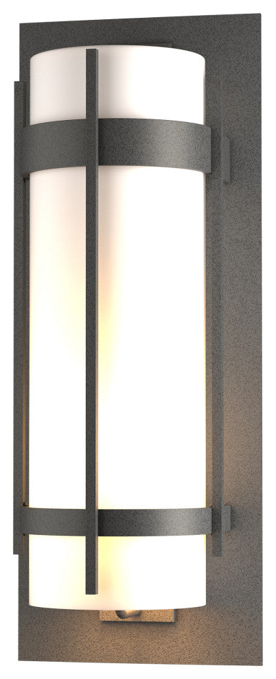 Banded Extra Large Outdoor Sconce, Coastal Natural Iron Finish, Opal Glass