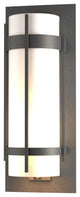 Banded Extra Large Outdoor Sconce, Coastal Natural Iron Finish, Opal Glass