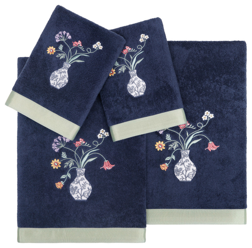 Linum Home Textiles 100% Turkish Cotton STELLA 4PC Embellished Towel Set