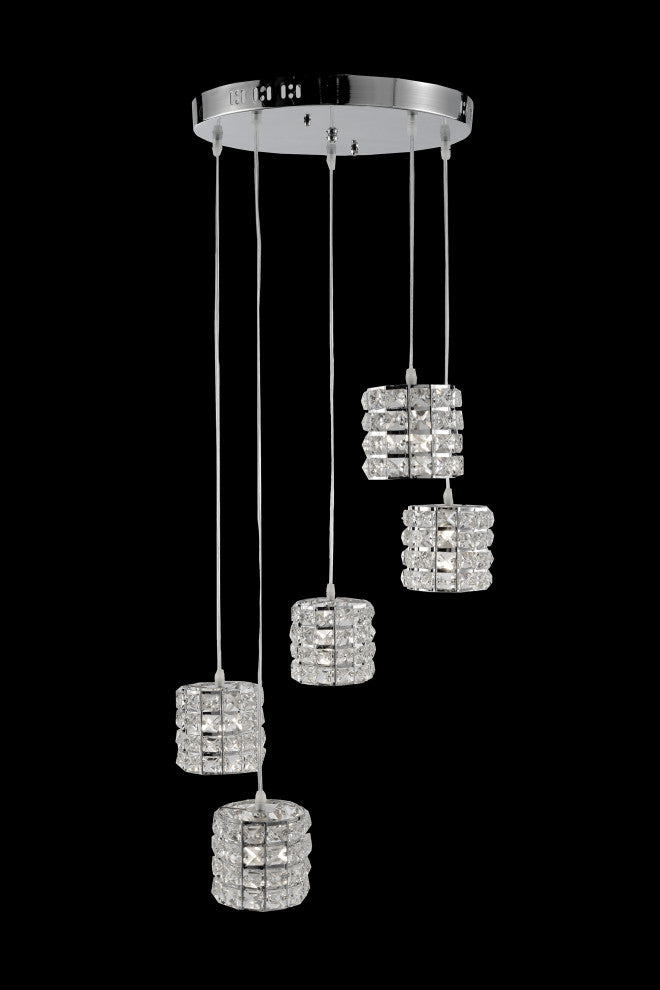 Artistry Lighting, LED Cylinder Crystal Pendant 5-Light