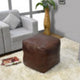 Poufs-Solid Goat Leather Pouf, Handmade (Recycled Cotton Fill), (Square]14x14x14