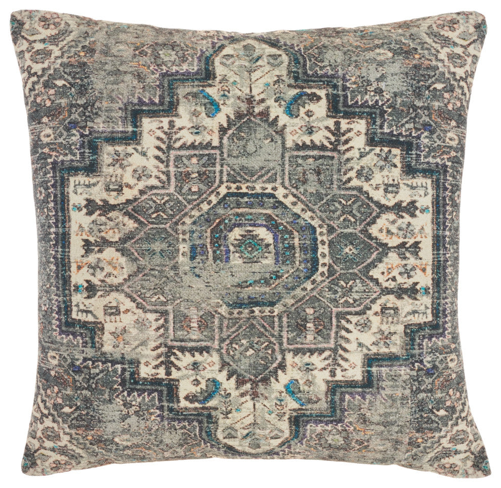 Nicole Curtis GT235 Throw Pillow, Grey/Multi, 20" X 20"
