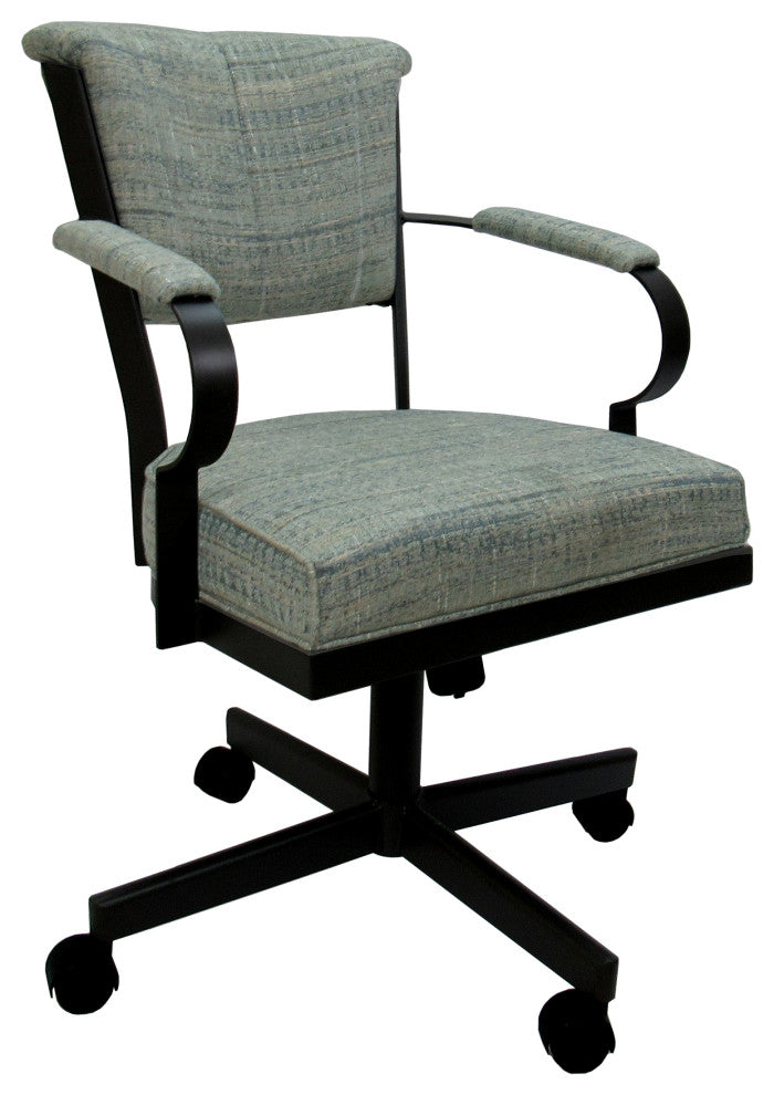 Miami Swivel Metal Dining Caster Chair - Reading Base, Watusi Aquatint, Black