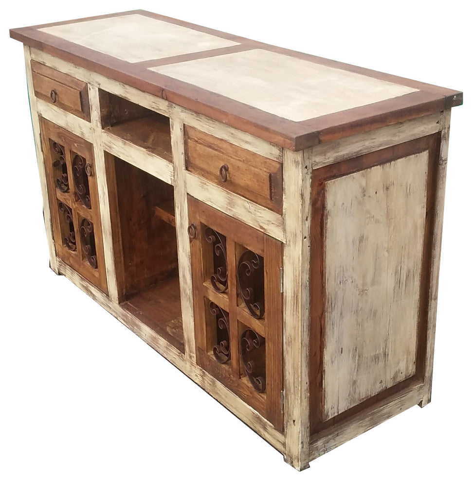 Chandler Rustic Bathroom Vanity Middle Shelf Metal Art, 72"x22"x36"