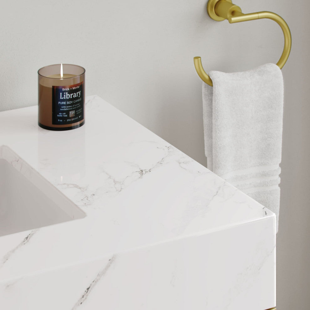 The Condesa Bathroom Vanity, Brushed Gold, 36", Single Sink, Freestanding