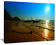 "Sunset With Boats in Andaman Sea" Modern Seascape Canvas Artwork, 20"x12"