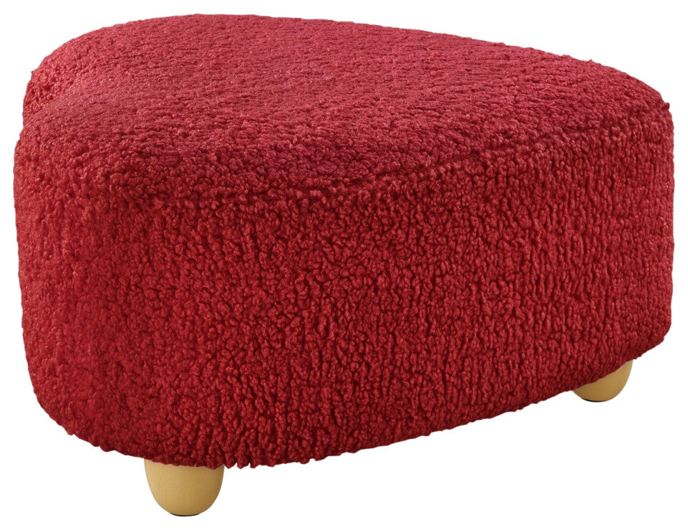 Rustic Manor Elouise Ottoman, Upholstered, Sherpa, Red